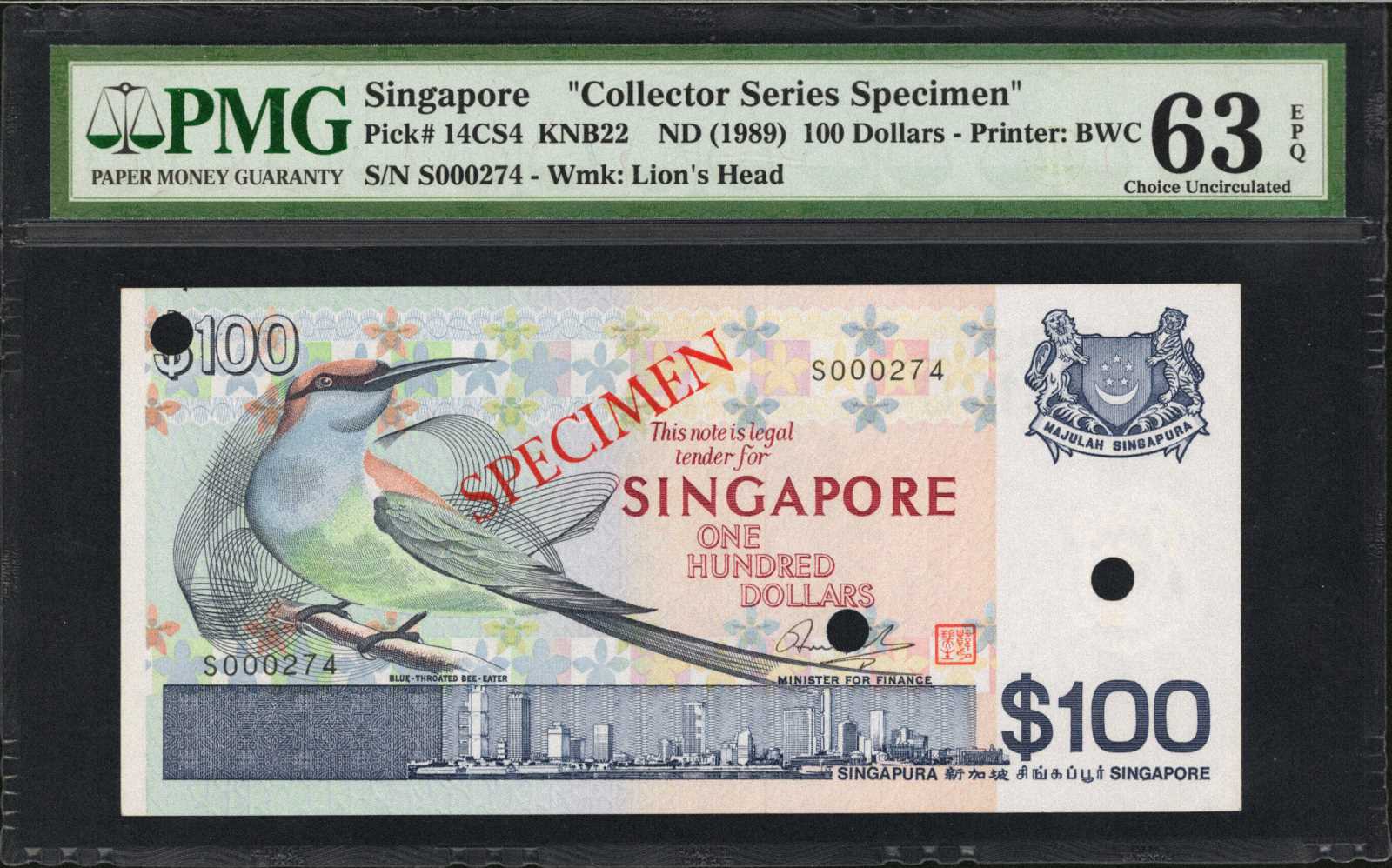 image for: Singapore  100 dollars (B115a)