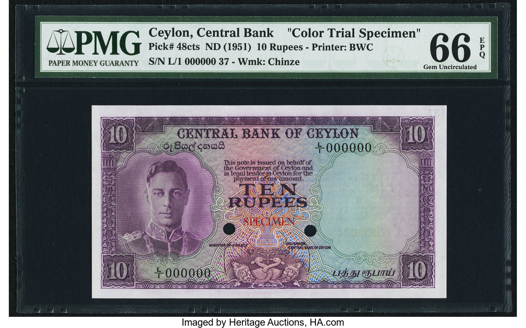 image for: Ceylon  10 rupees(B302as)