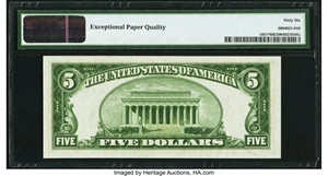 image for: Fr. 1651* $5 1934A Silver Certificate Star. PMG Gem Uncirculated 66 EPQ....
