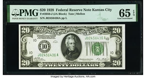 image for: Fr. 2050-J $20 1928 Federal Reserve Note. PMG Gem Uncirculated 65 EPQ....