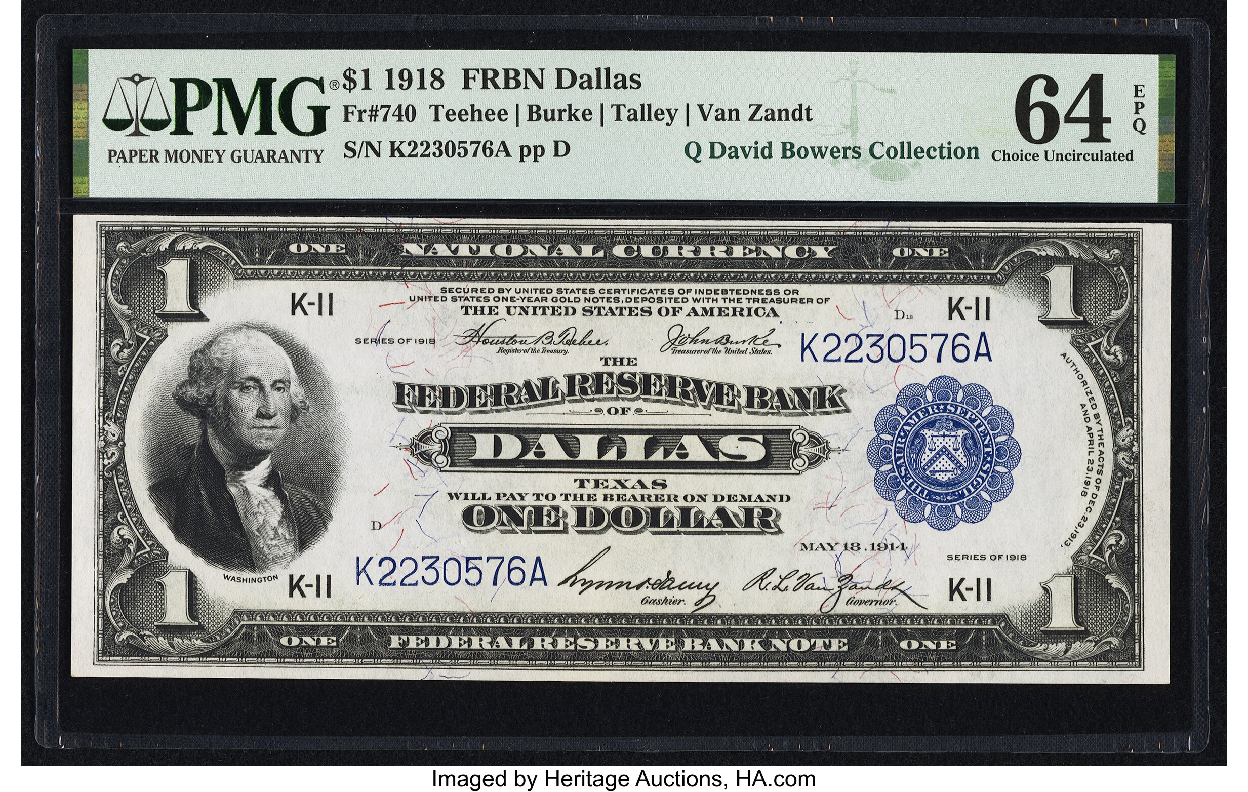 image for: Fr. 740 $1 1918 Federal Reserve Bank Note PMG Choice Uncirculated 64 EPQ....