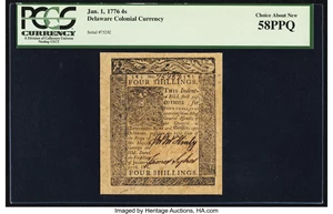image for: Delaware January 1, 1776 4s PCGS Choice About New 58PPQ....