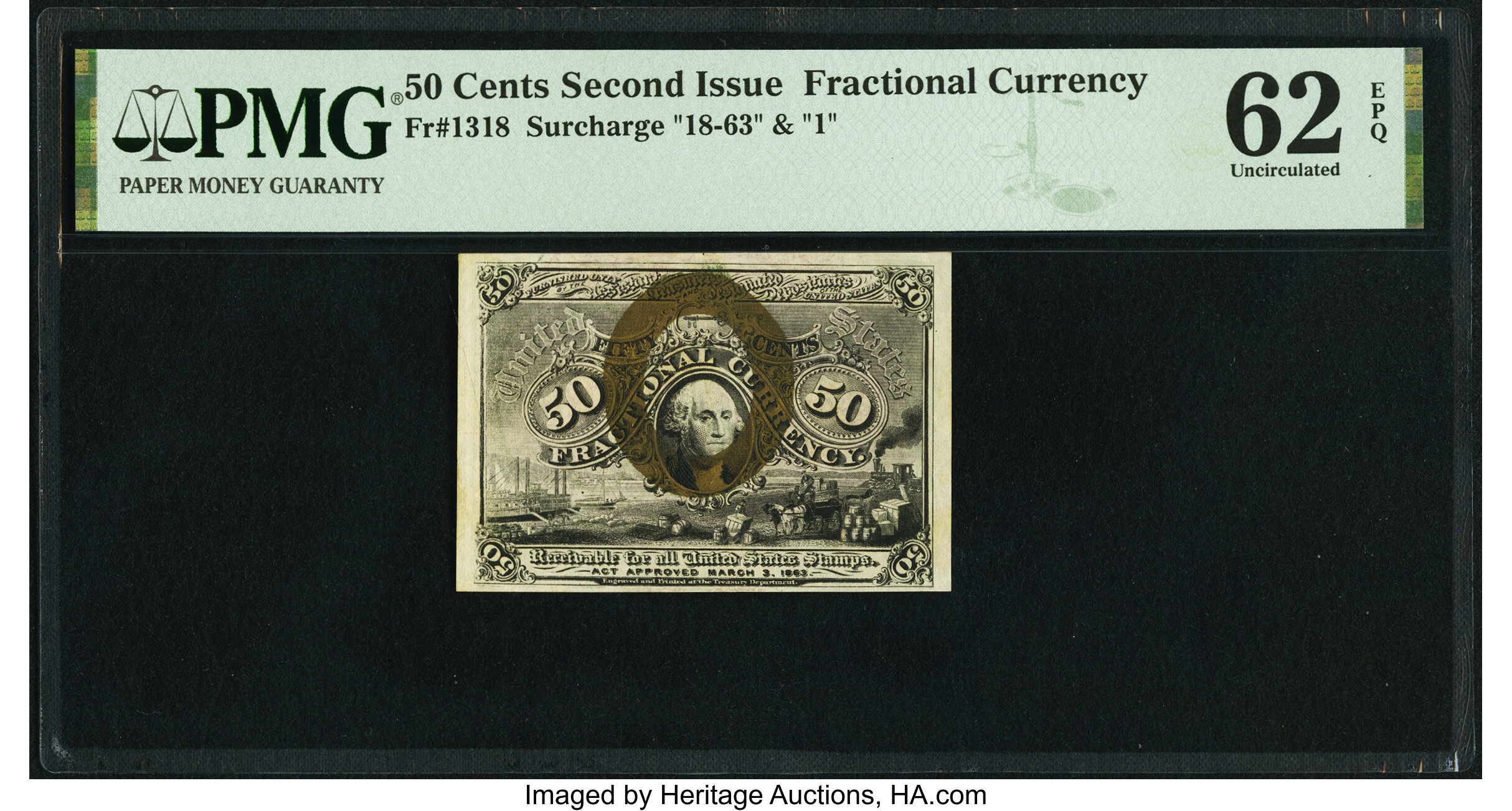 image for: Fr. 1318 50¢ Second Issue PMG Uncirculated 62 EPQ....