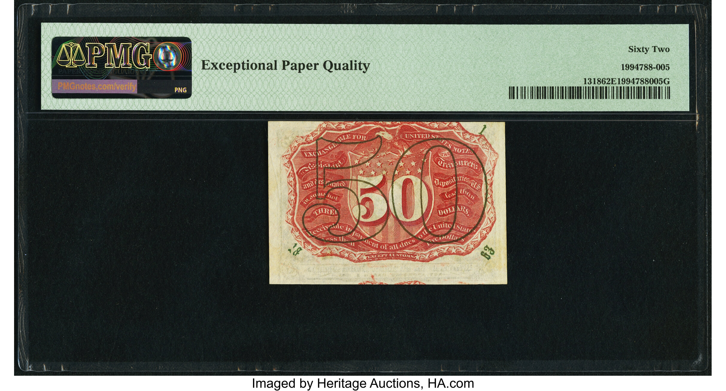 image for: Fr. 1318 50¢ Second Issue PMG Uncirculated 62 EPQ....