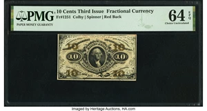 image for: Fr. 1251 10¢ Third Issue PMG Choice Uncirculated 64 EPQ....