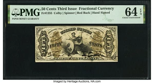 image for: Fr. 1355 50¢ Third Issue Justice PMG Choice Uncirculated 64 EPQ....