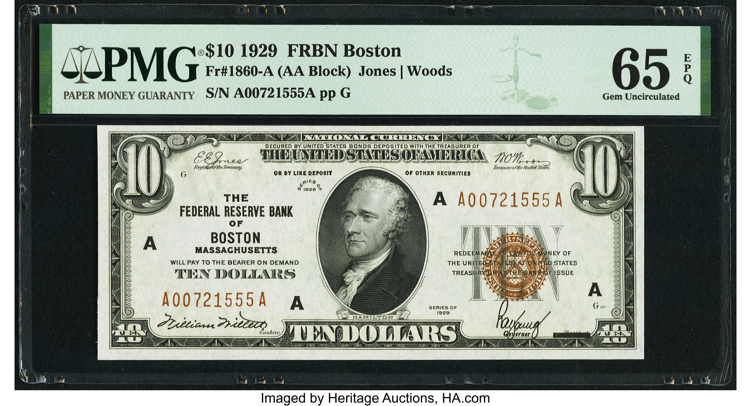 image for: Fr. 1860-A $10 1929 Federal Reserve Bank Note. PMG Gem Uncirculated 65 EPQ....