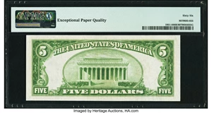 image for: Fr. 1951-H $5 1928A Federal Reserve Note. PMG Gem Uncirculated 66 EPQ....