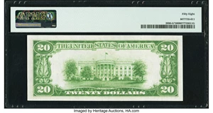image for: Fr. 2050-G* $20 1928 Federal Reserve Star Note. PMG Choice About Unc 58....