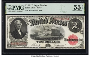 image for: Fr. 58 $2 1917 Legal Tender PMG About Uncirculated 55 EPQ....