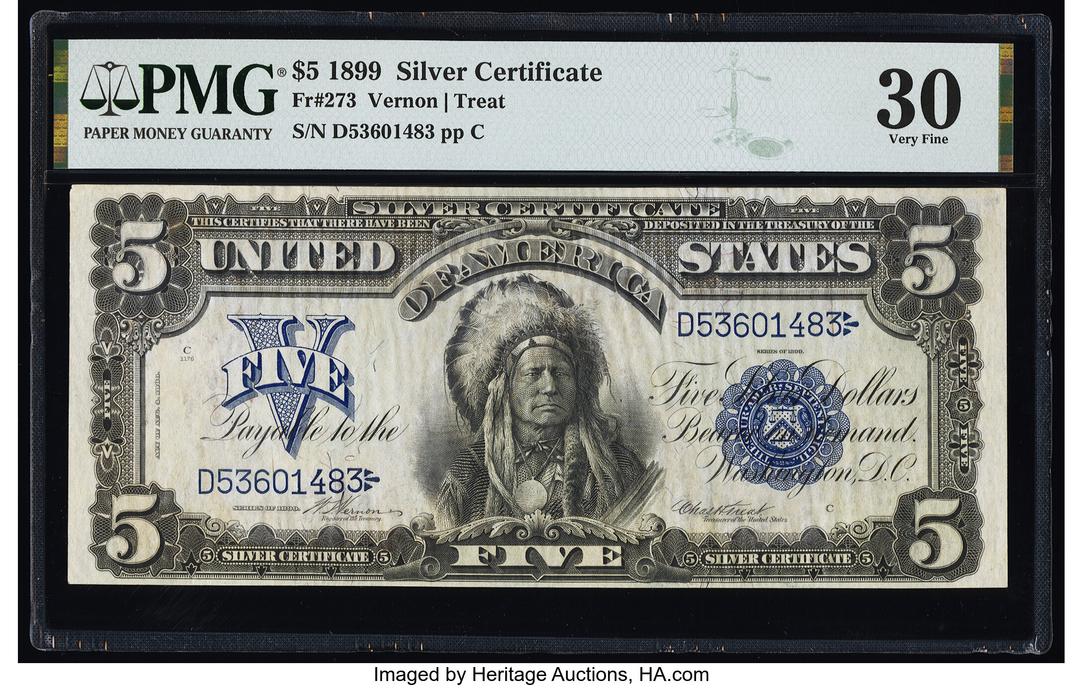 image for: Fr. 273 $5 1899 Silver Certificate PMG Very Fine 30....