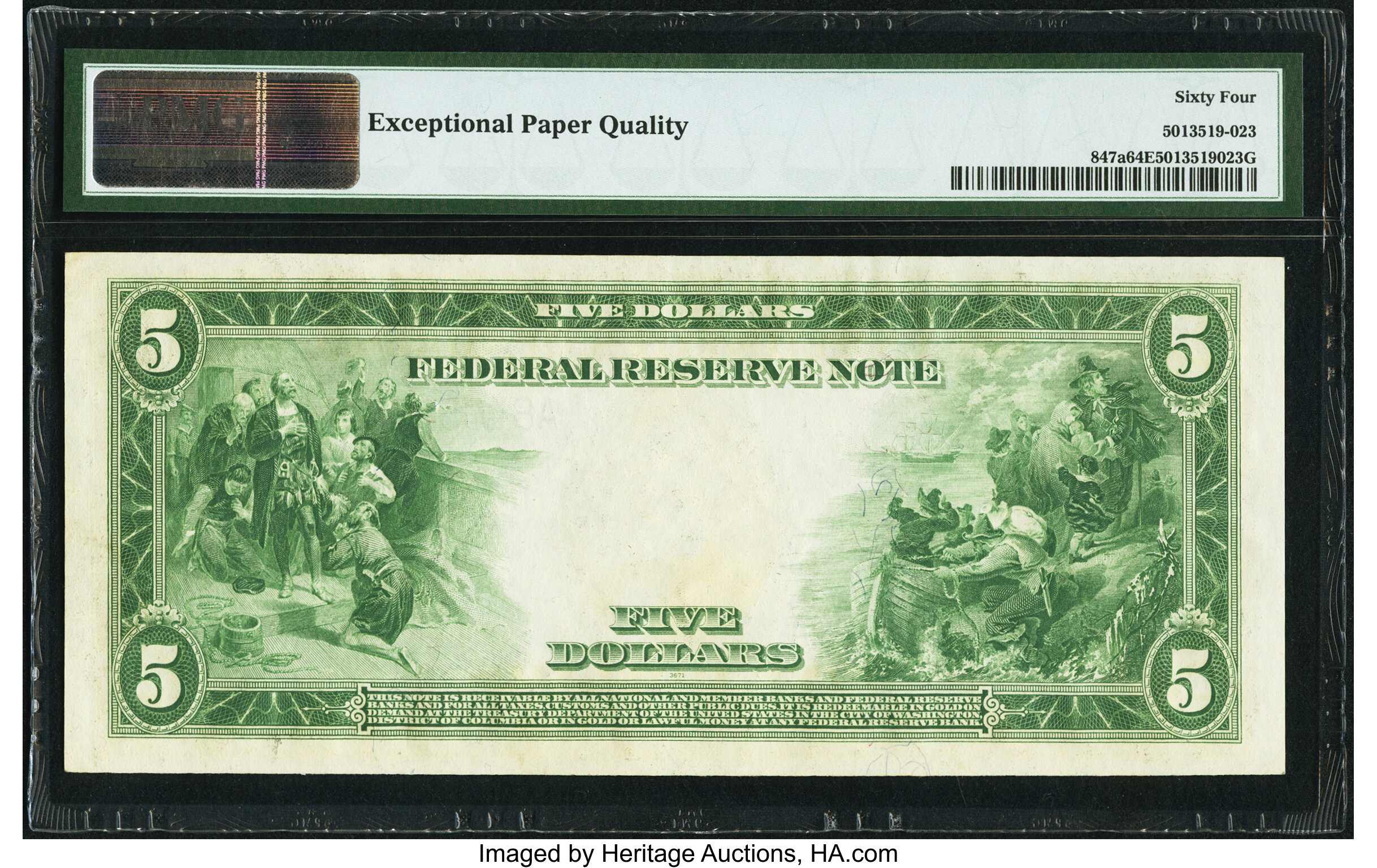 image for: Fr. 847a $5 1914 Federal Reserve Note PMG Choice Uncirculated 64 EPQ....