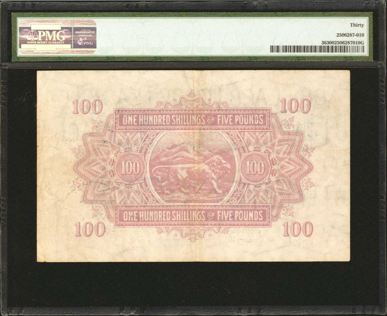 image for: East Africa  100 shillings = 5 pounds(B226b)