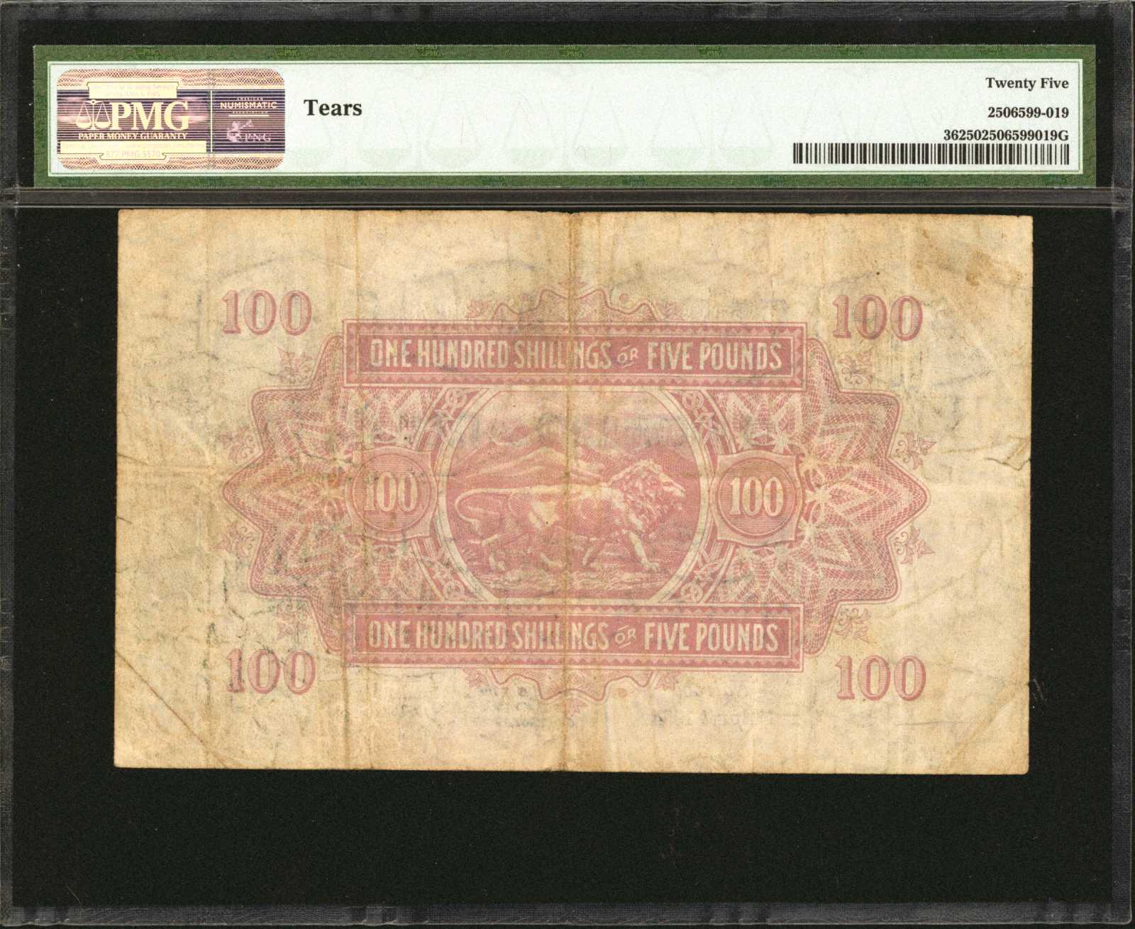 image for: East Africa  100 shillings = 5 pounds(B226as)