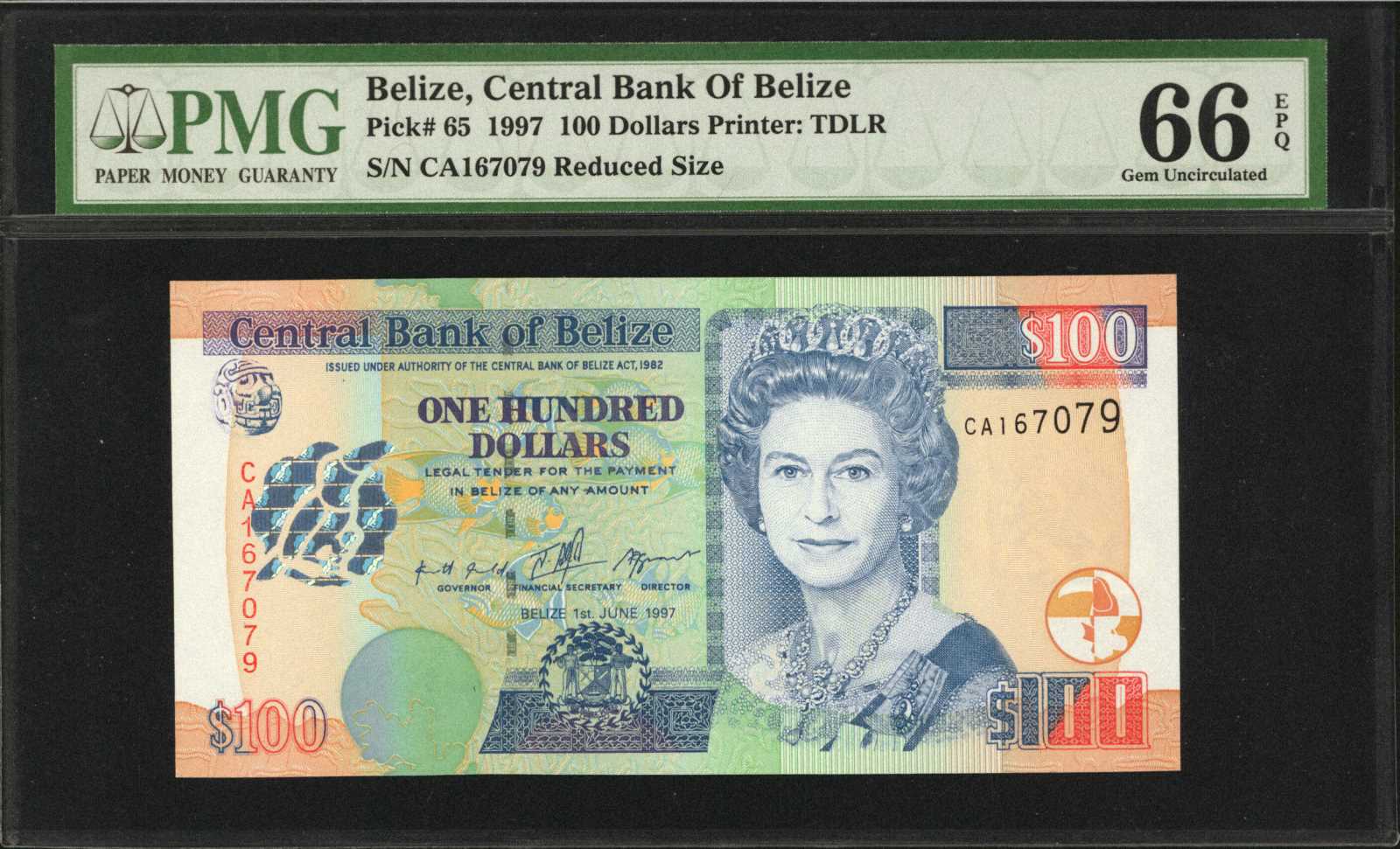 image for: Belize  100 dollars (B323az)