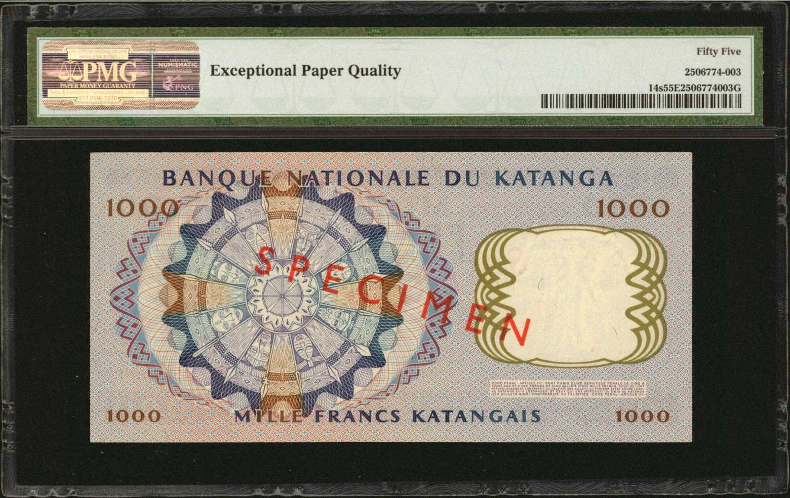 image for: Katanga  1,000 francs(B211a)