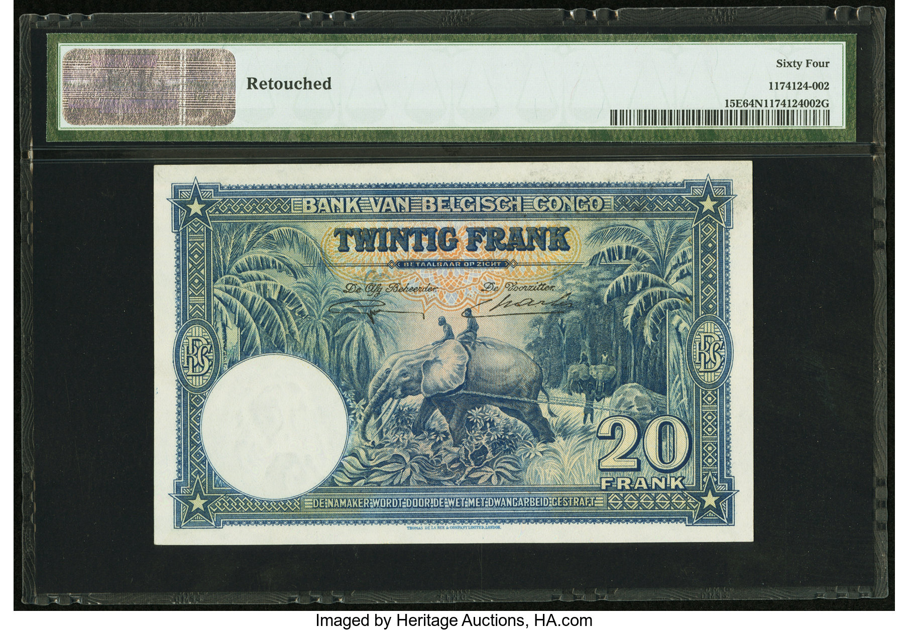 image for: Belgian Congo  20 francs(B217a)