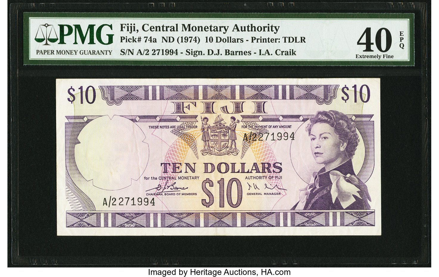 image for: Fiji  10 dollars (B405c)