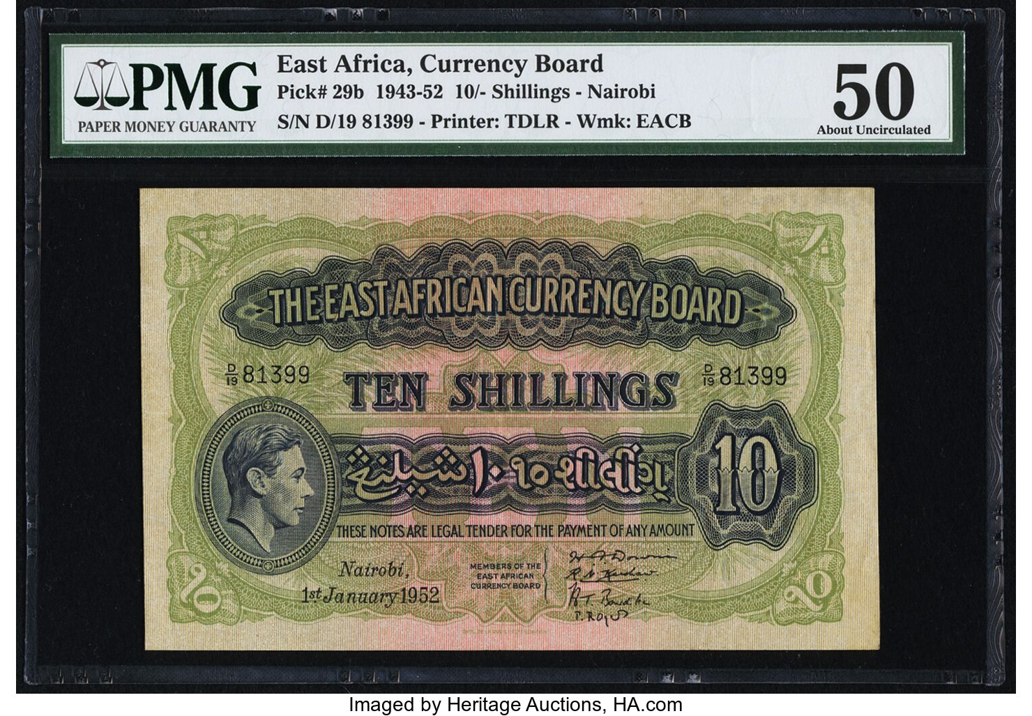 image for: East Africa  10 shillings(B218ds)