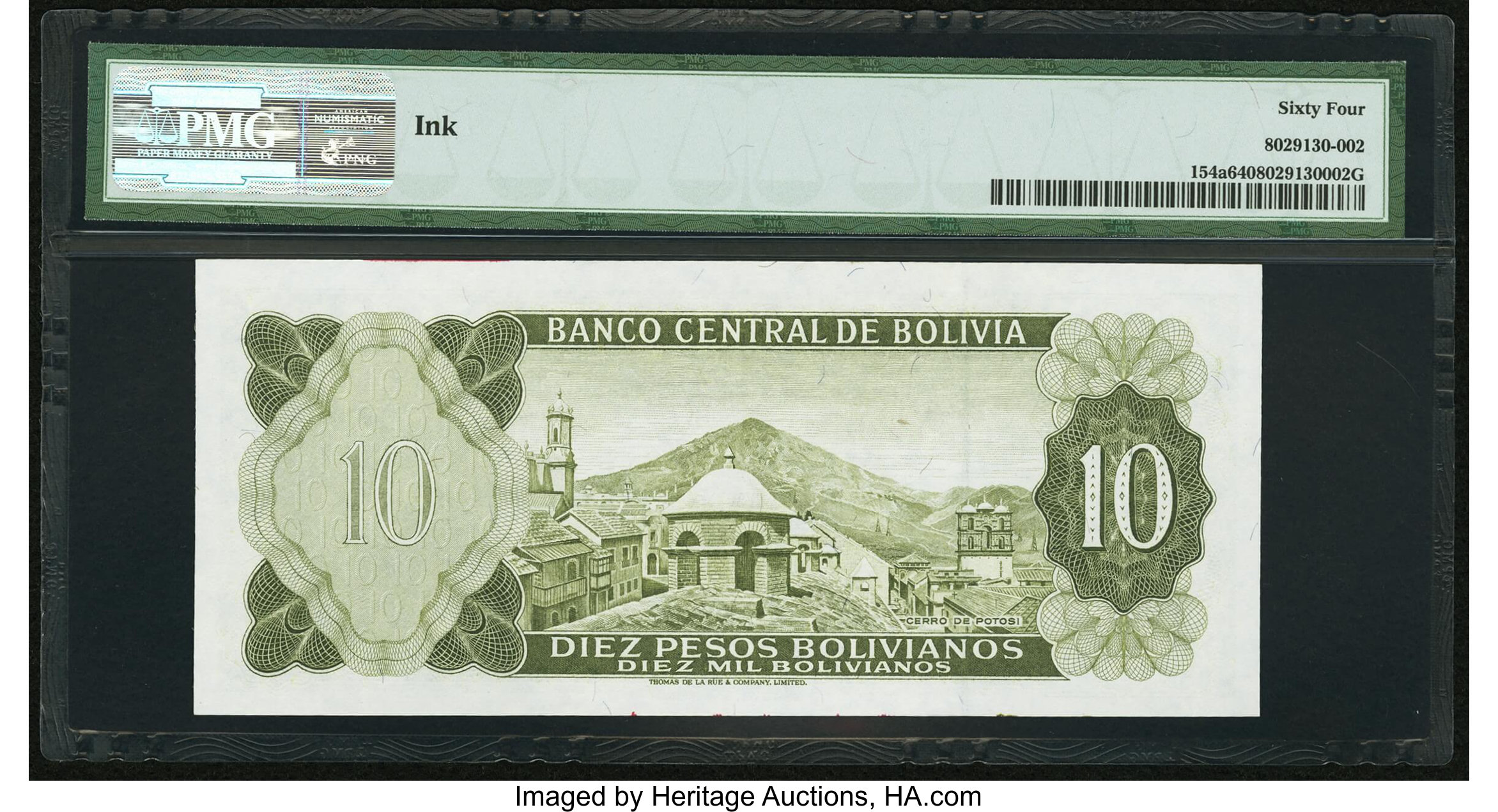 image for: Bolivia  10 pesos bolivianos = 10,000 bolivianos(B343n)