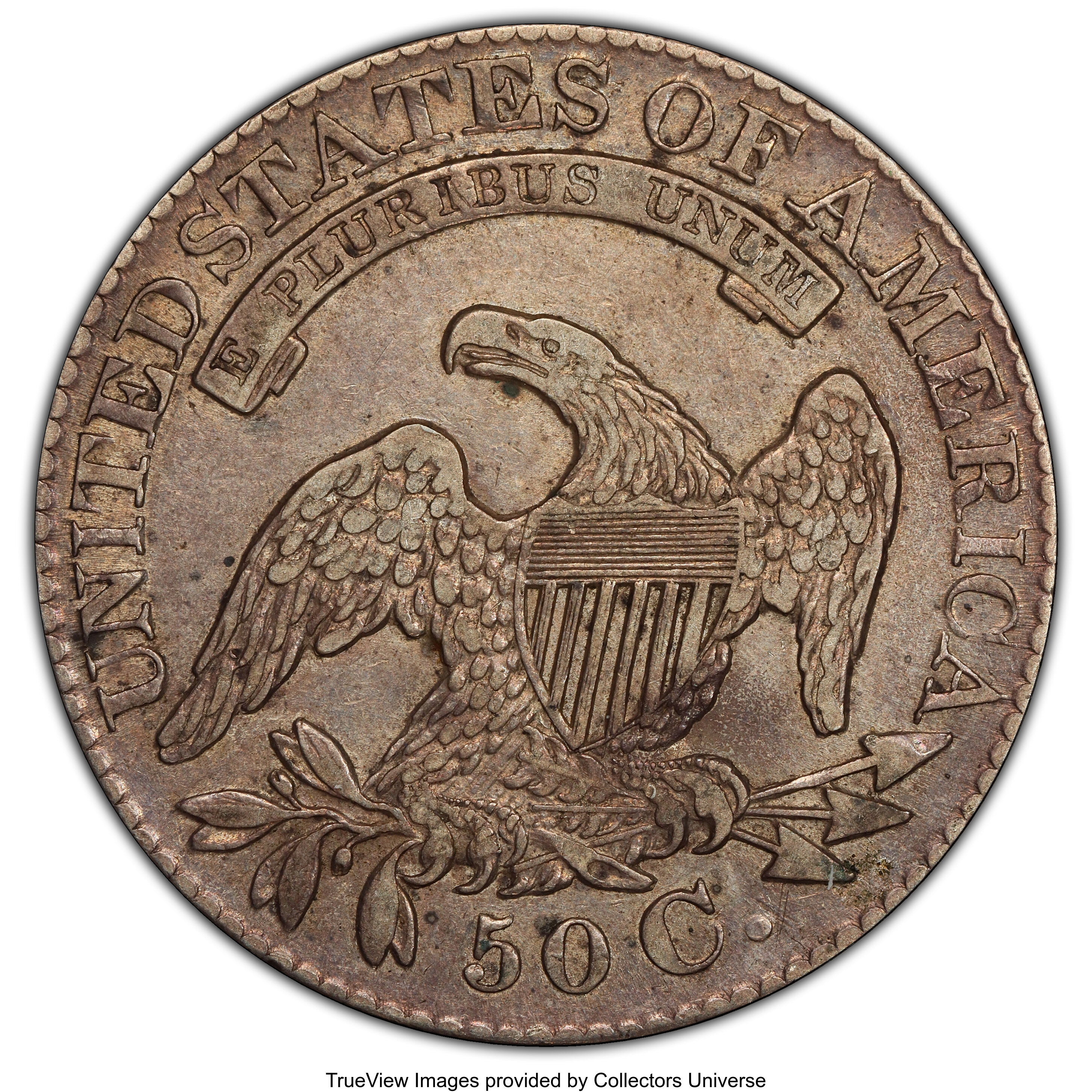 image for: 1828 50C Square Base 2, Small 8s, Large Letters, O-122, R.3, XF45 PCGS. PCGS Population: (4/6). NGC Census: (5/10). CDN: $2...