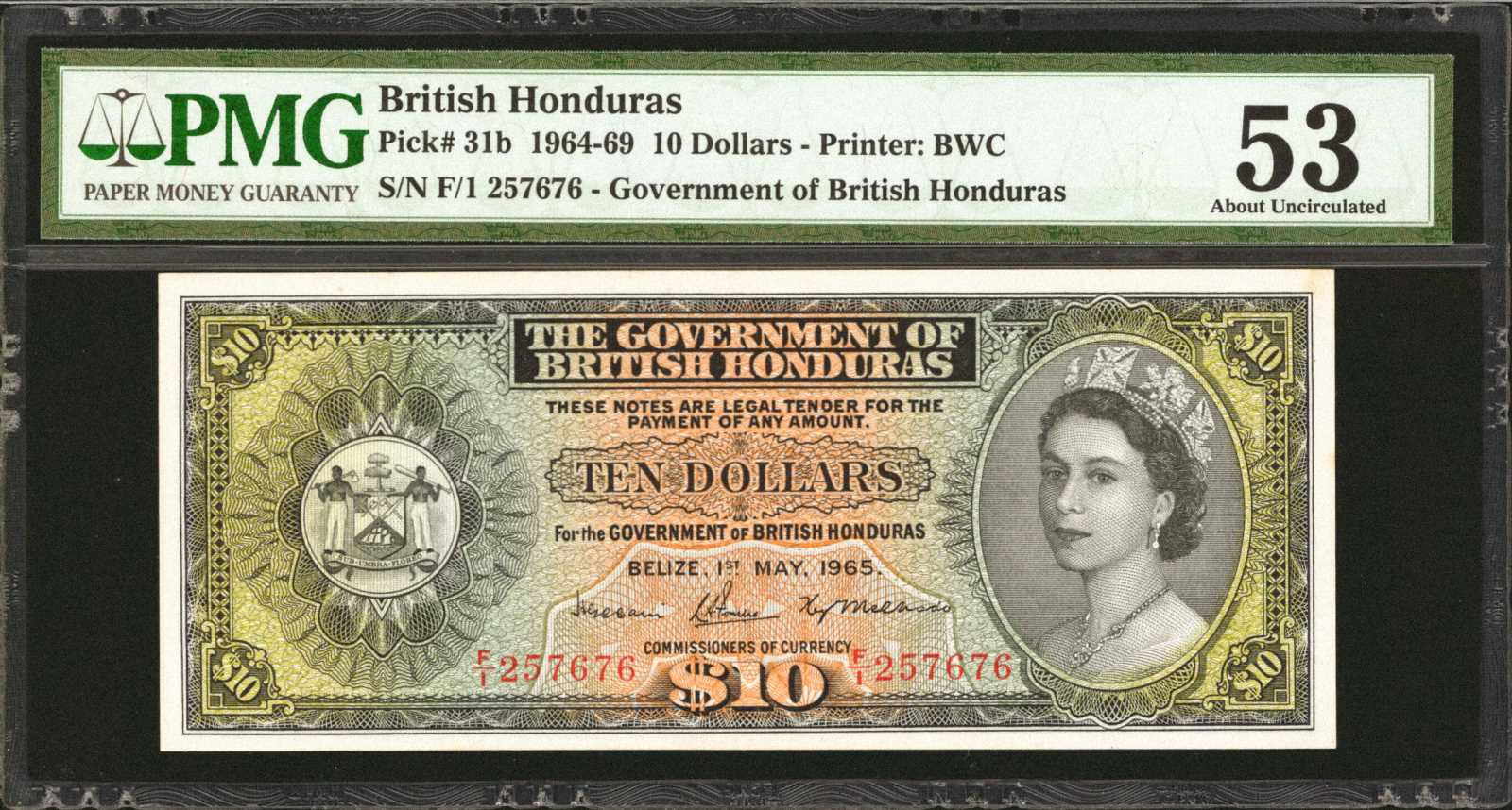 image for: British Honduras  10 dollars (B130as)