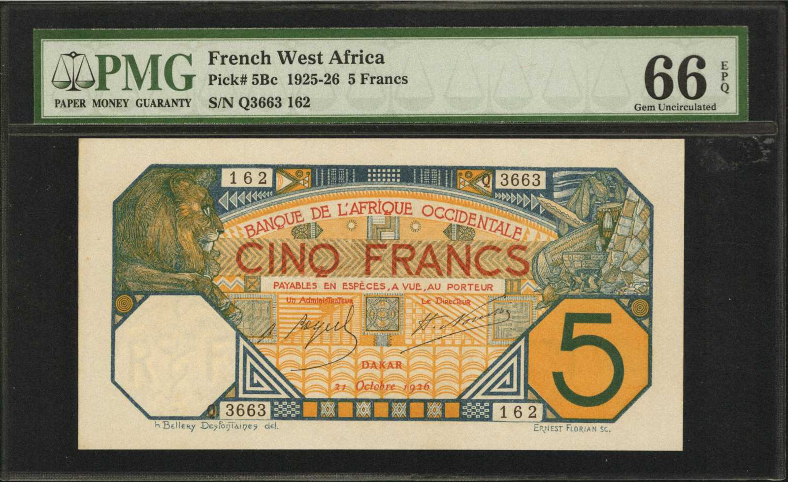 image for: French West Africa  5 francs (B101Sb1)
