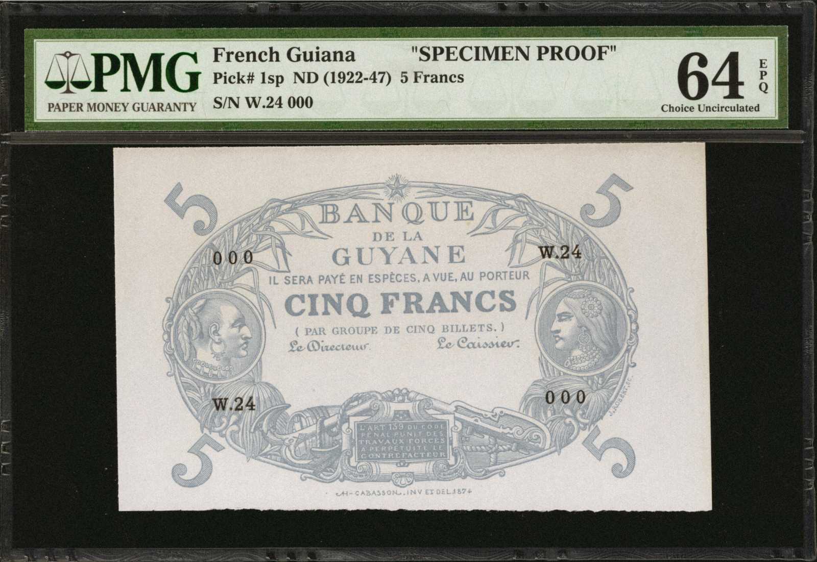 image for: French Guiana  5 francs(B201g)