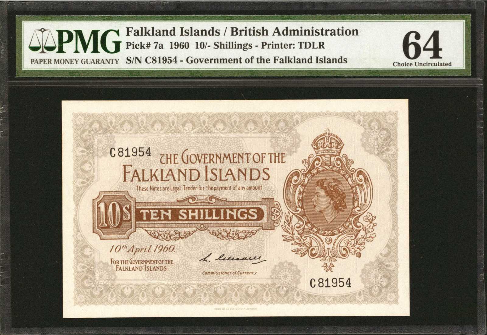image for: Falkland Islands  10 shillings (B212a)