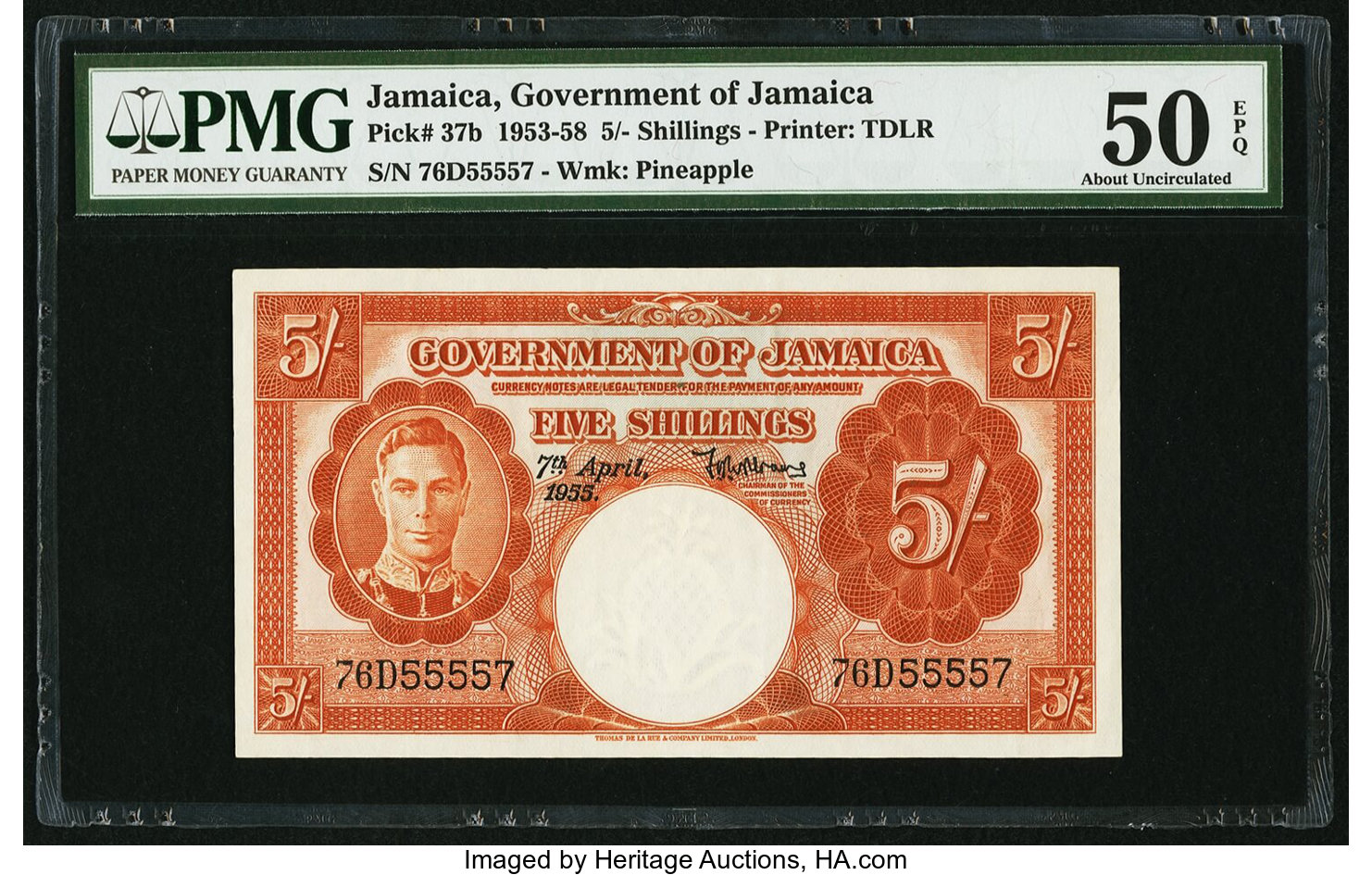 image for: Jamaica  5 shillings (B106h)