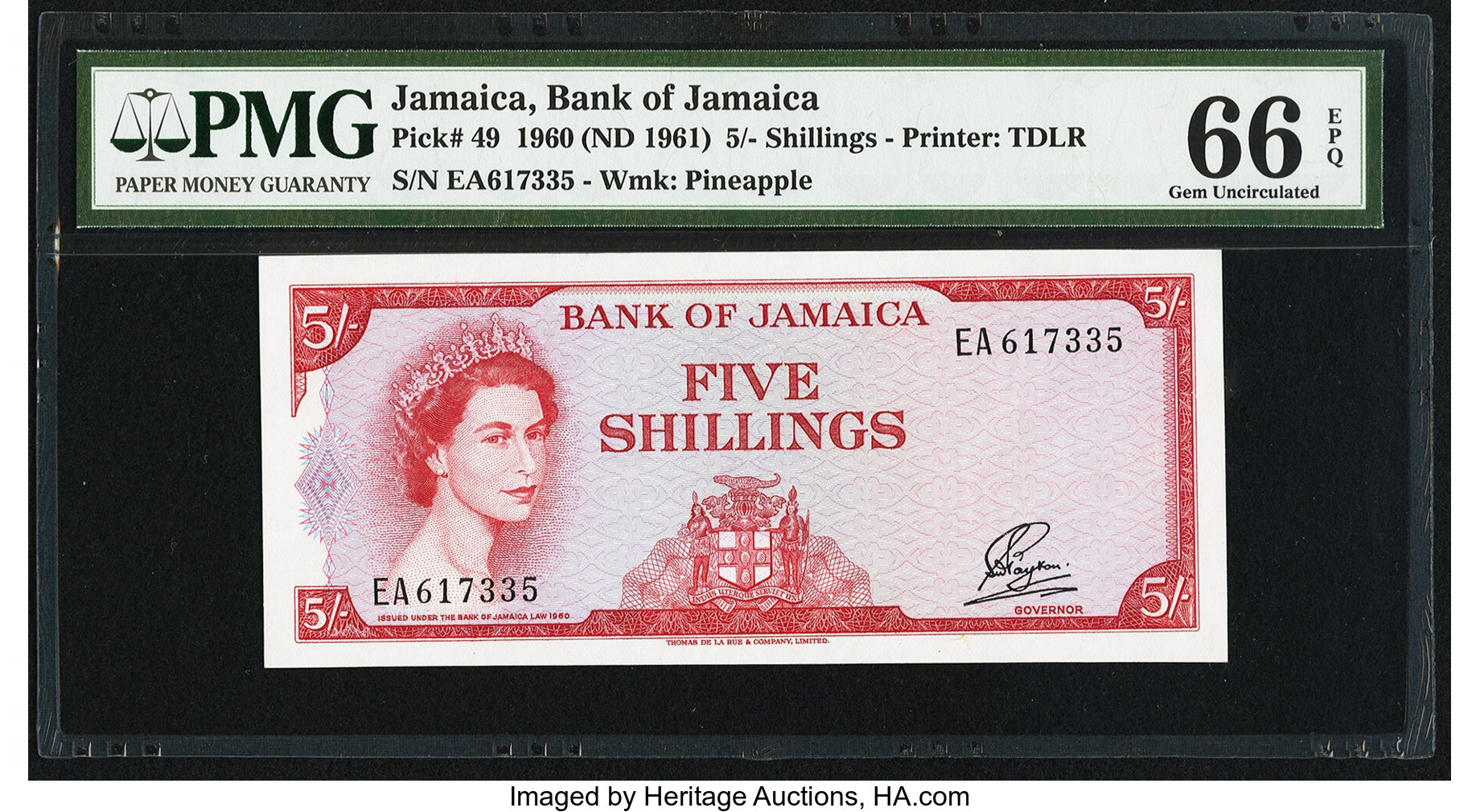 image for: Jamaica  5 shillings (B201as2)