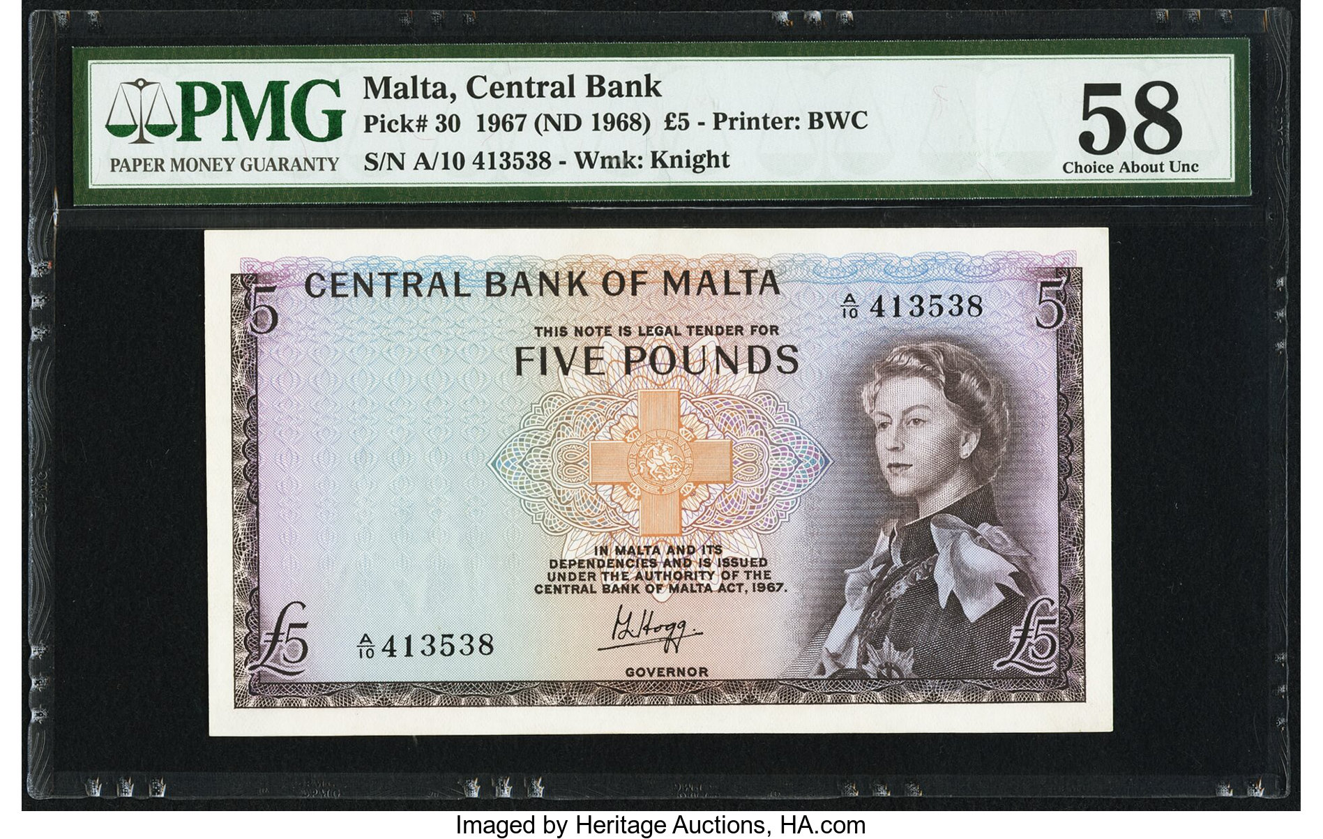 image for: Malta  5 pounds (B203a)