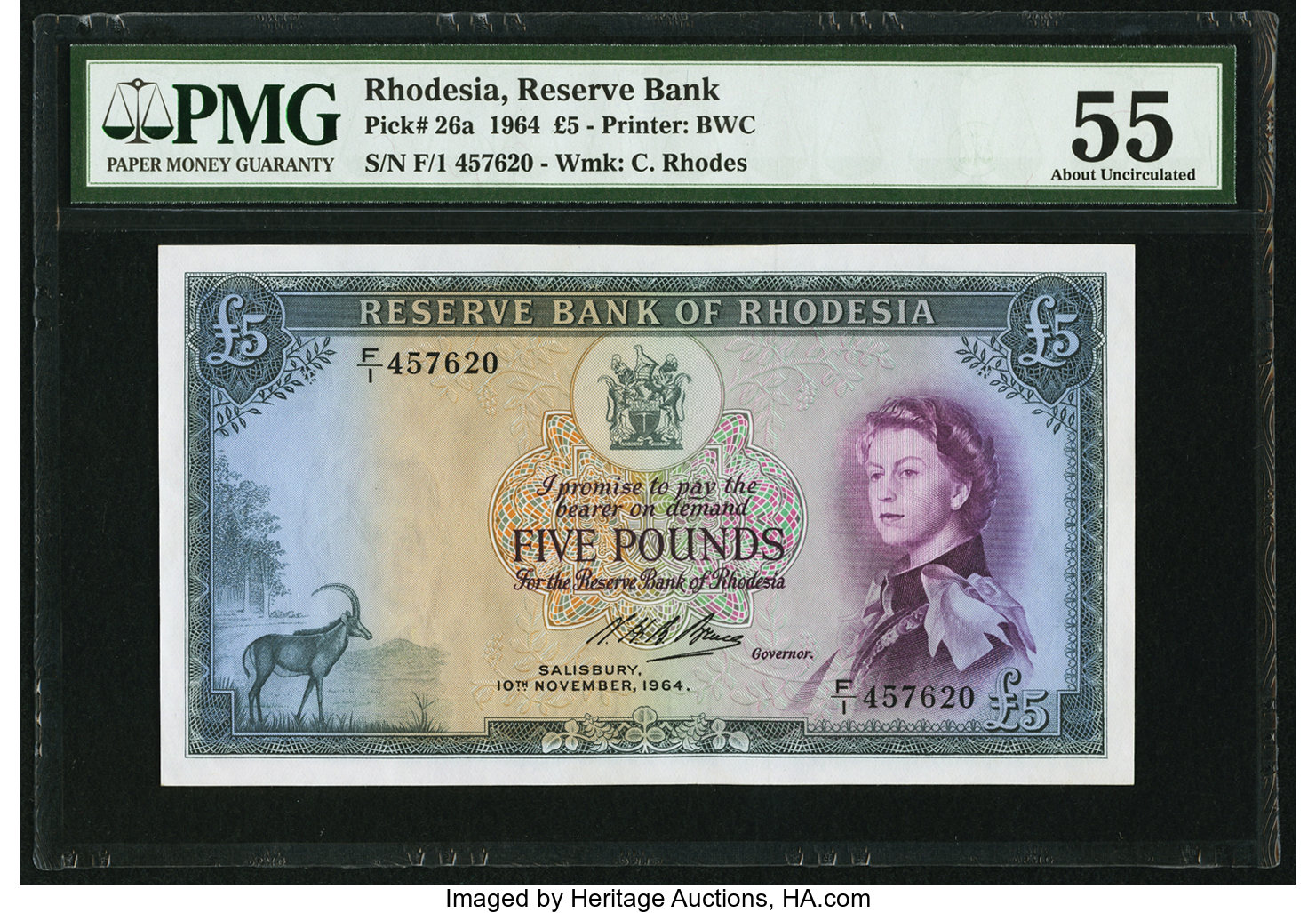 image for: Rhodesia  5 pounds(B103as)