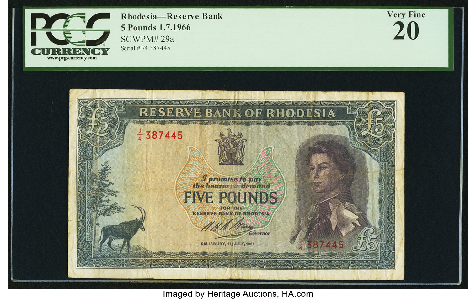 image for: Rhodesia  5 pounds(B106a)