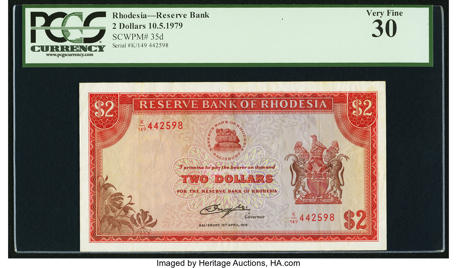 image for: Rhodesia  2 dollars(B108l)