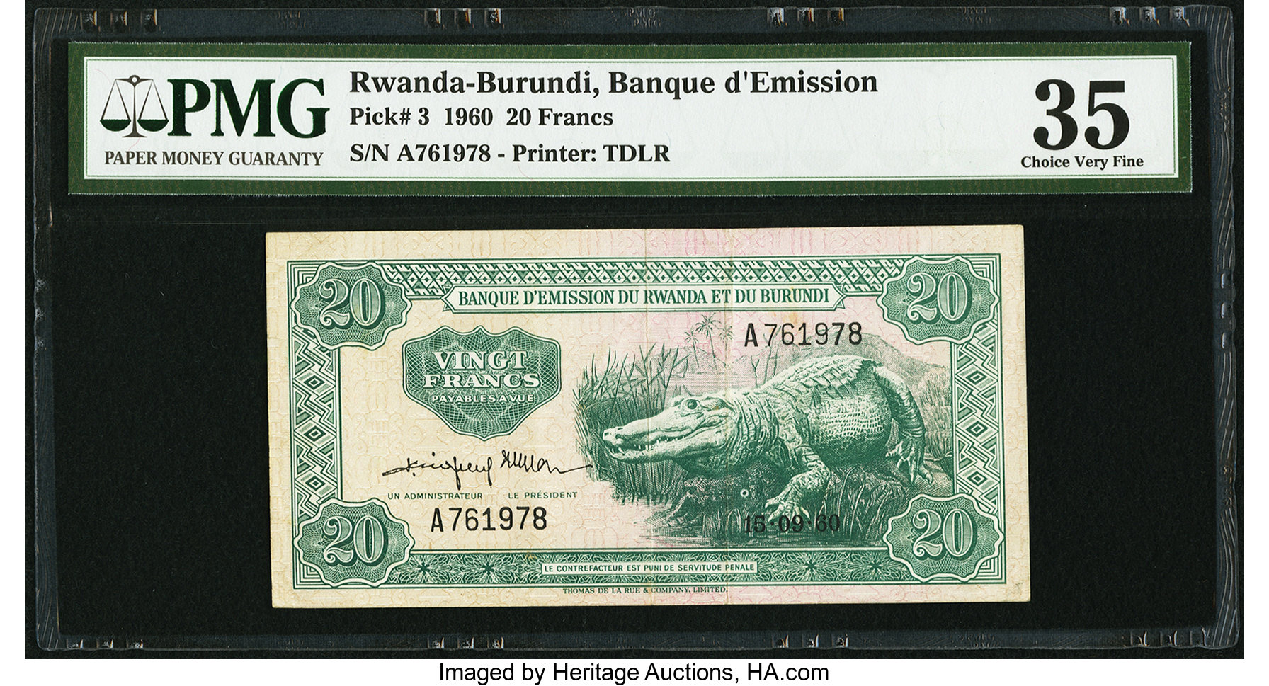 image for: Rwanda and Burundi  20 francs(B103b)