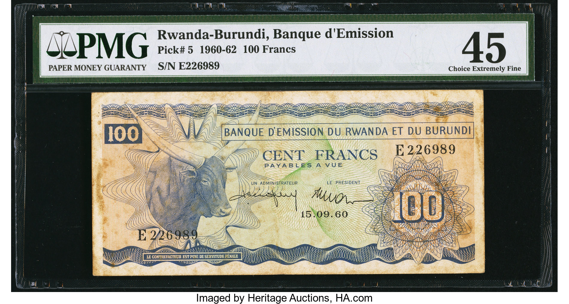 image for: Rwanda and Burundi  100 francs(B105b)