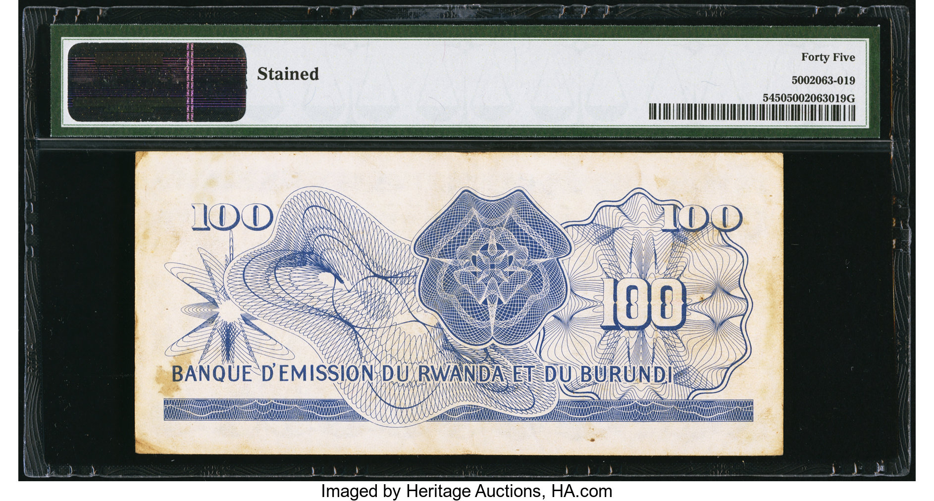image for: Rwanda and Burundi  100 francs(B105b)