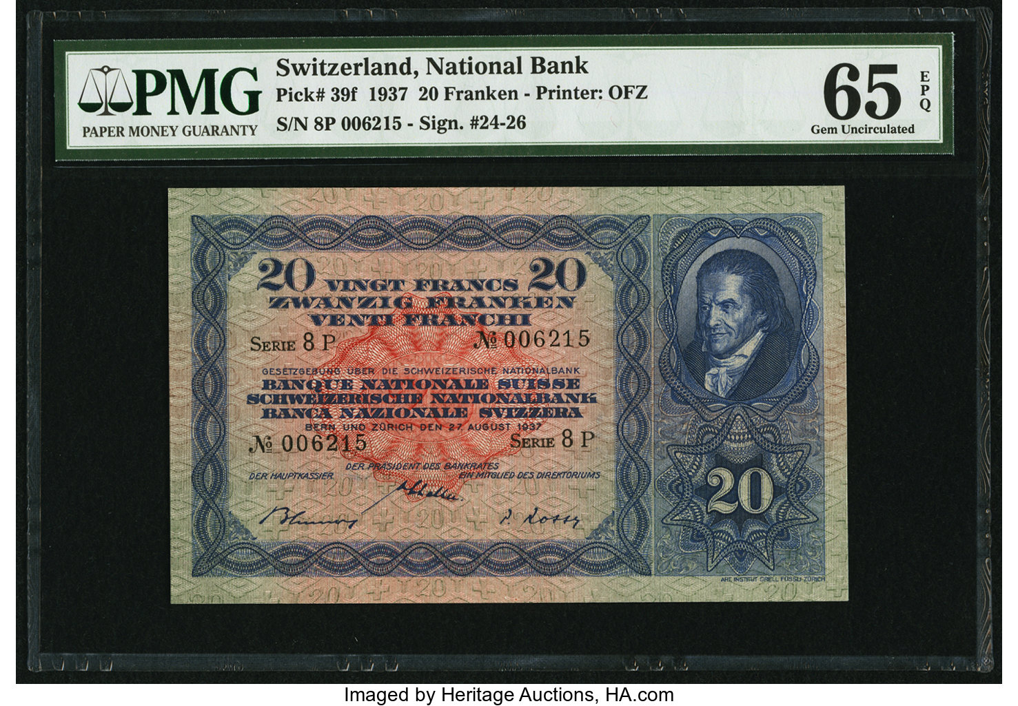 image for: Switzerland  20 francs (B324k)