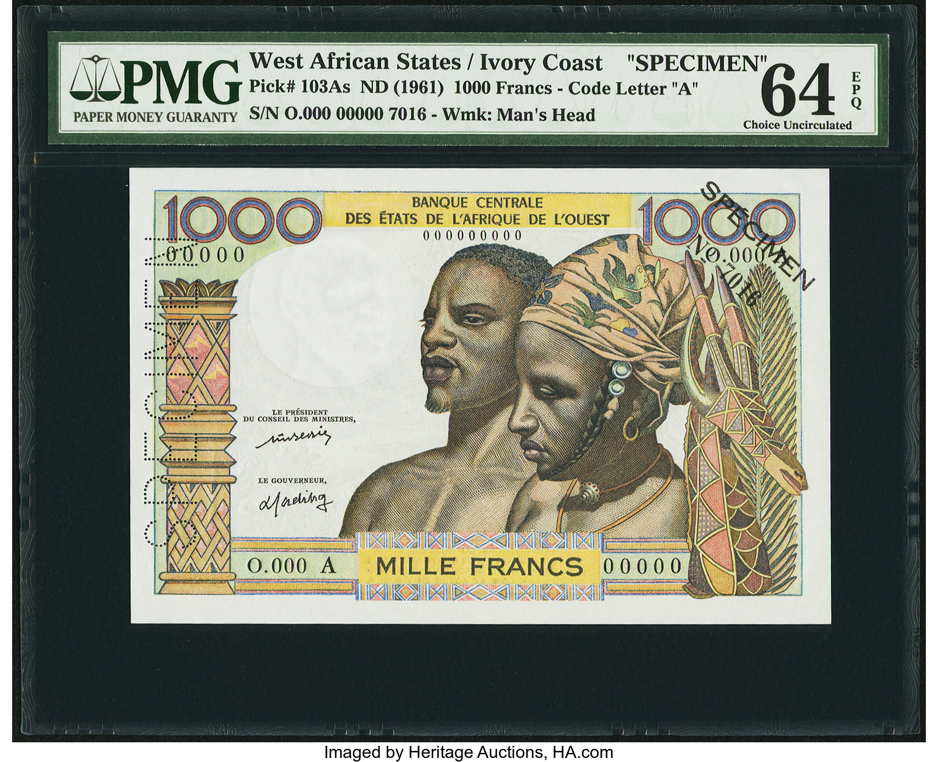 image for: West African States  1,000 francs (B108Ag)