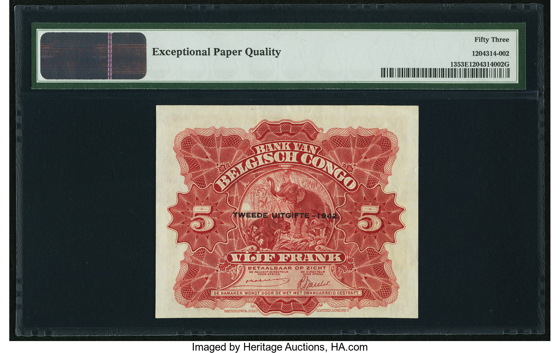 image for: Belgian Congo  5 francs(B210a)
