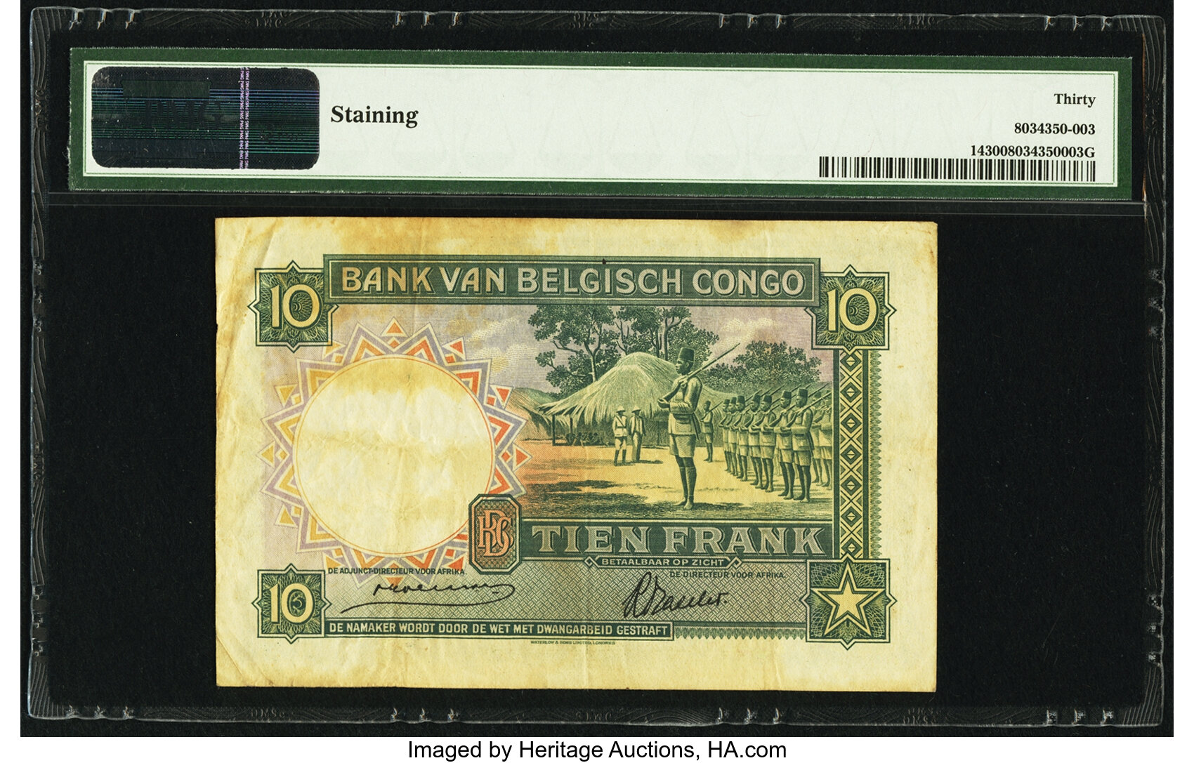 image for: Belgian Congo  10 francs(B213as)
