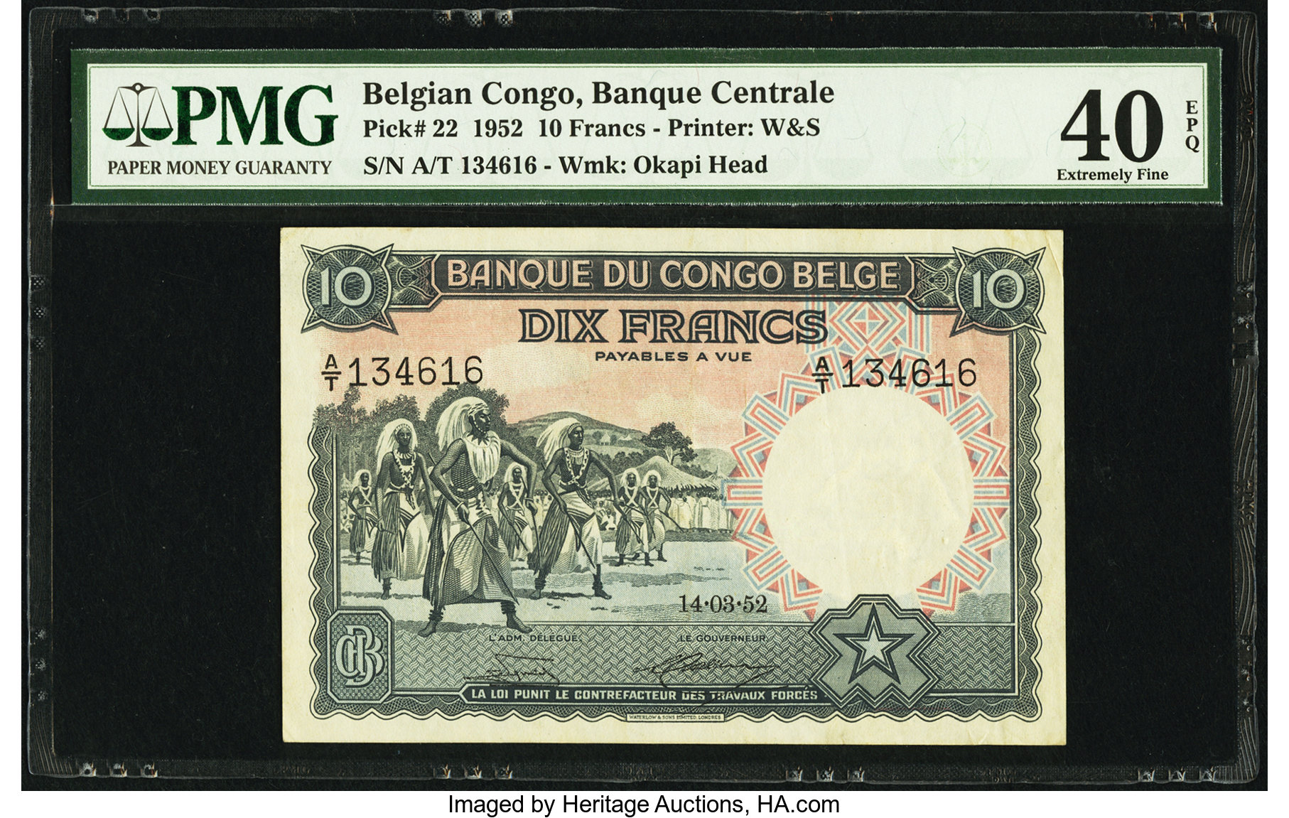 image for: Belgian Congo  10 francs(B302b)