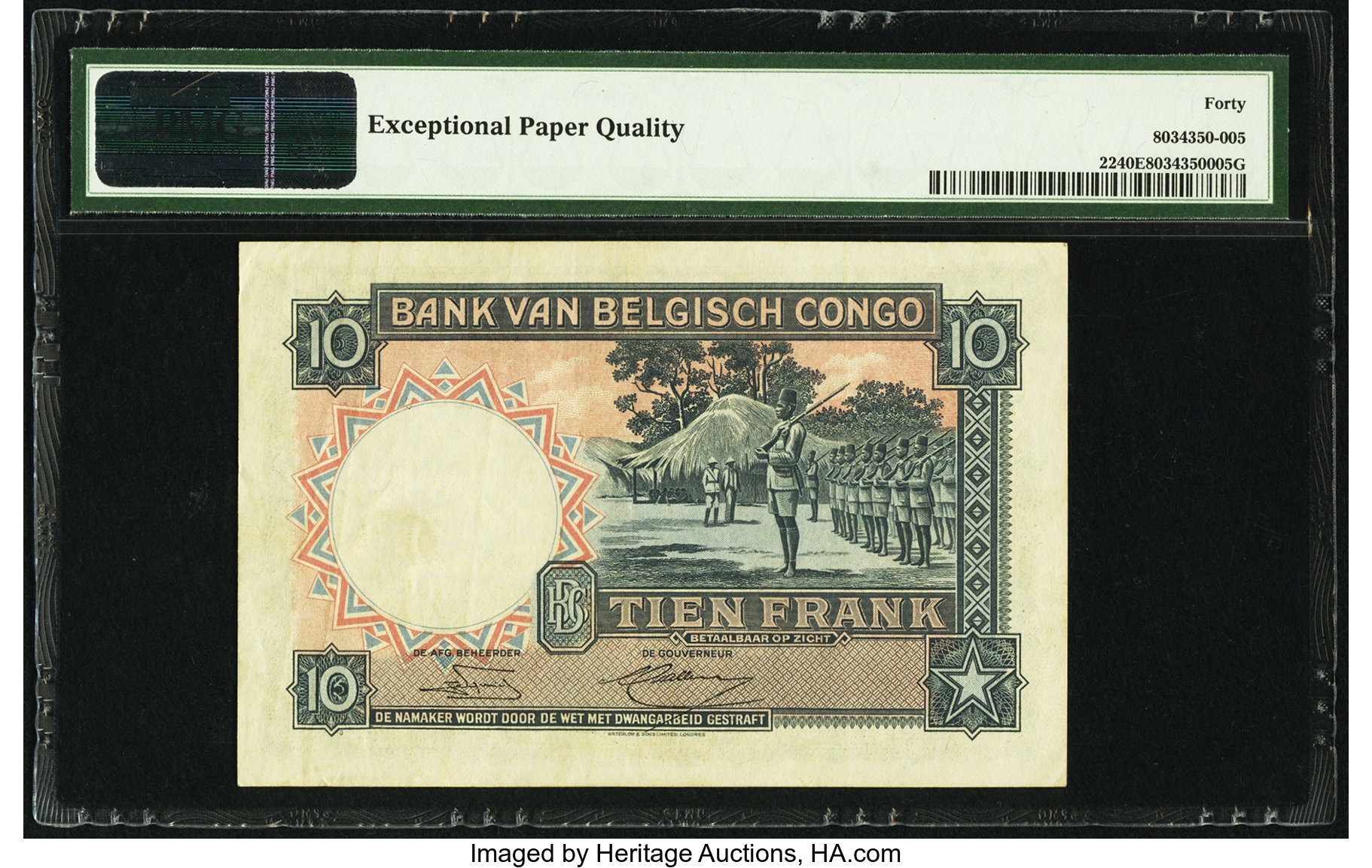 image for: Belgian Congo  10 francs(B302a)
