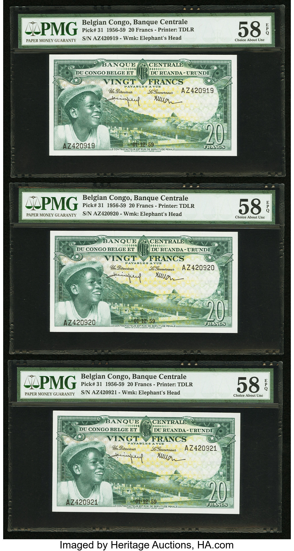 image for: Belgian Congo  20 francs(B311g)