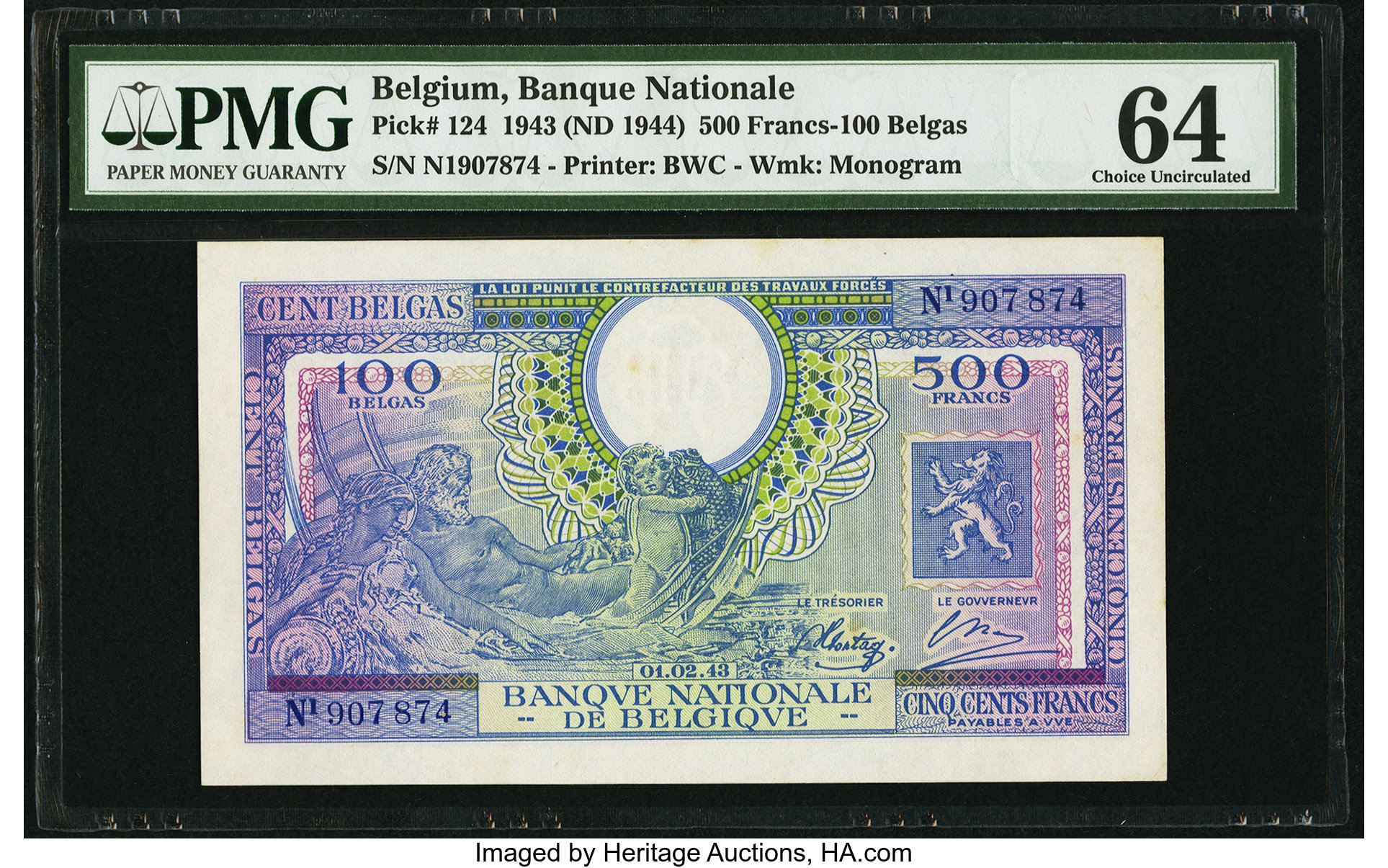 image for: Belgium  500 francs = 100 belgas (B572as1)