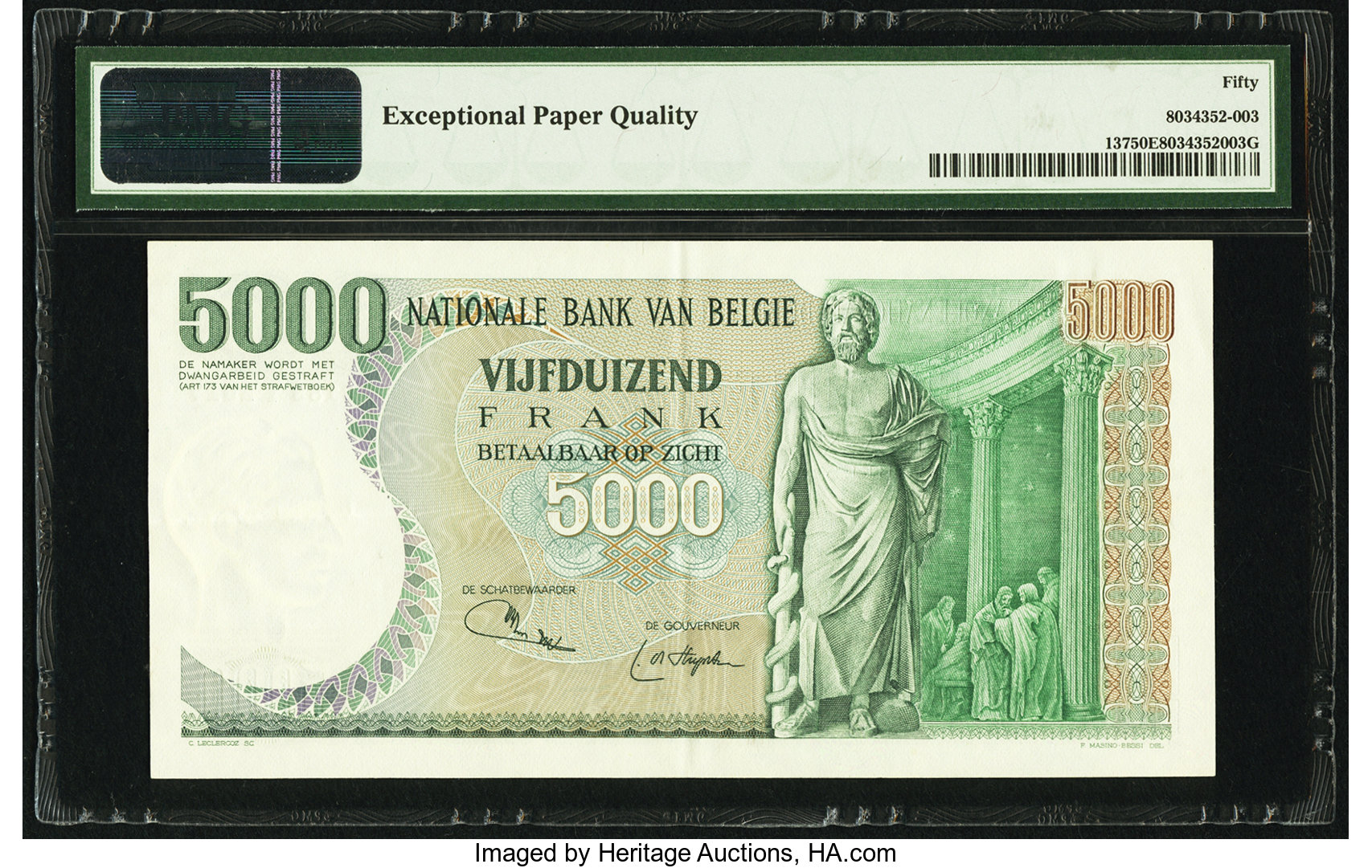 image for: Belgium  5,000 francs (B584az)