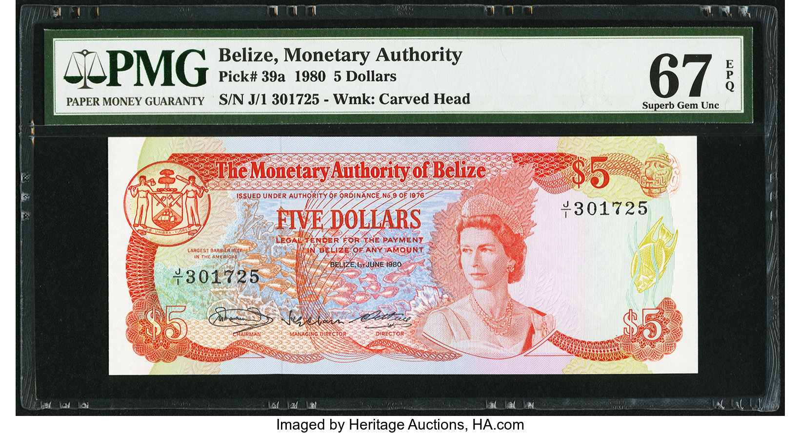 image for: Belize  5 dollars (B202as1)