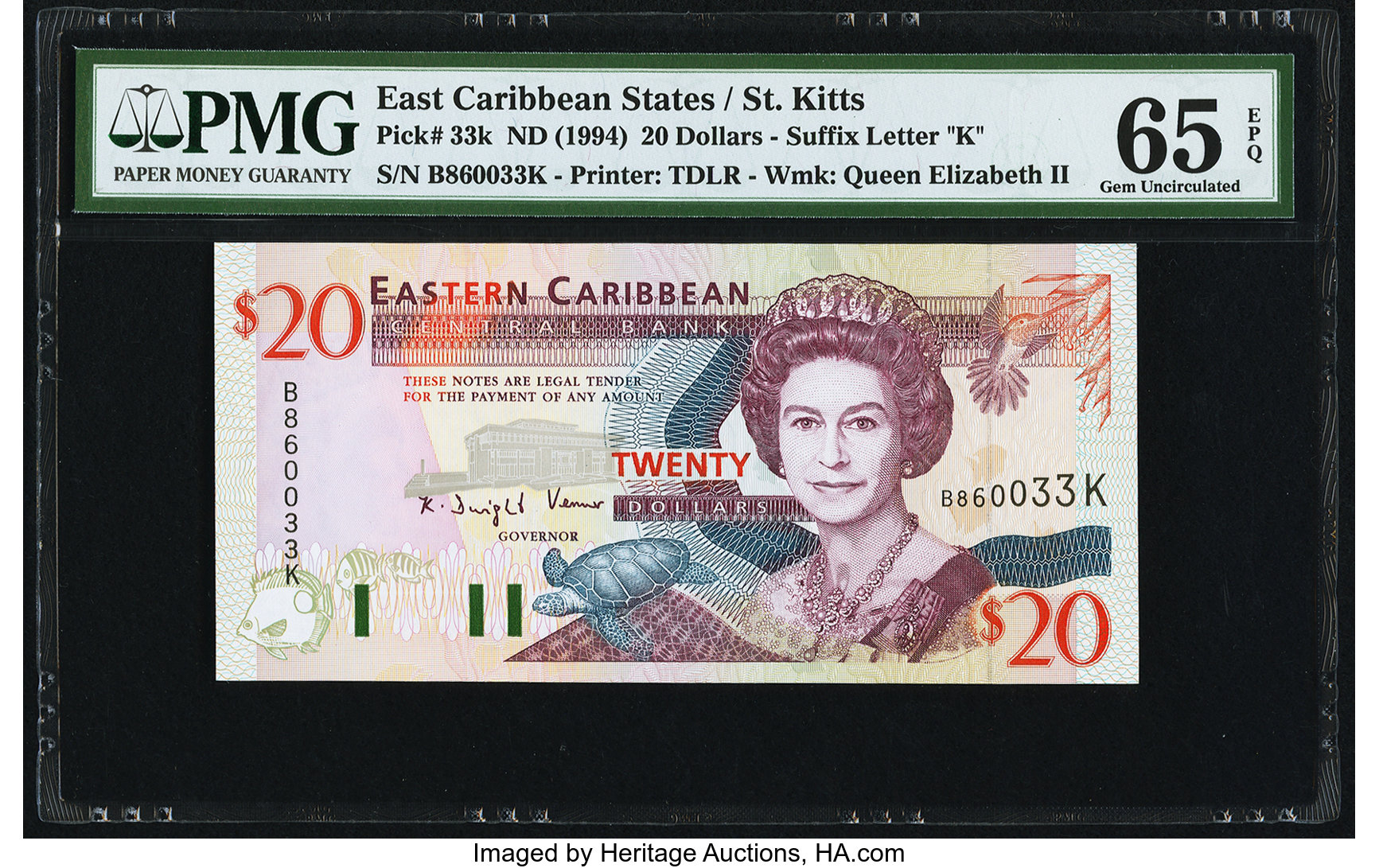image for: East Caribbean States  20 dollars (B217d)
