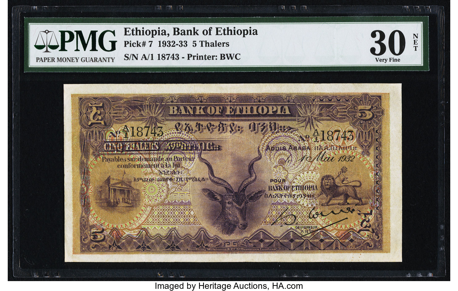 image for: Ethiopia  5 thalers(B102b)